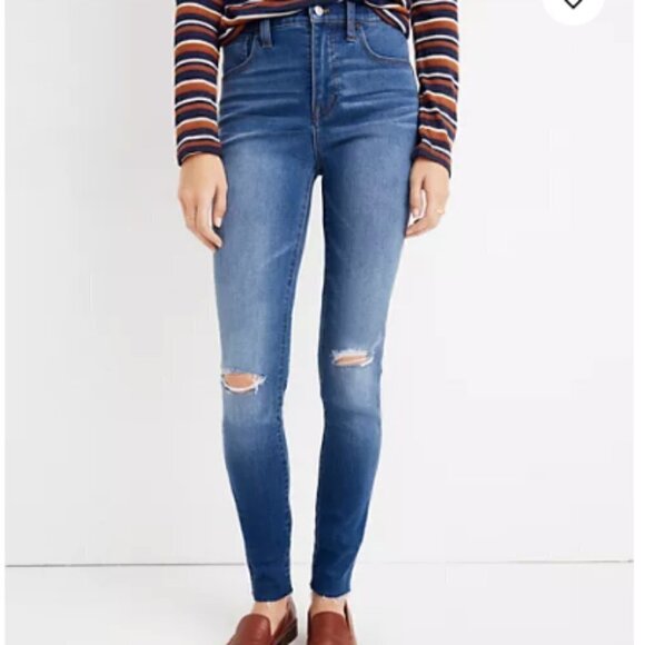 Madewell 10" Roadtripper Jeans: Knee-Rip Edition in Blue sz 27 - Picture 1 of 5